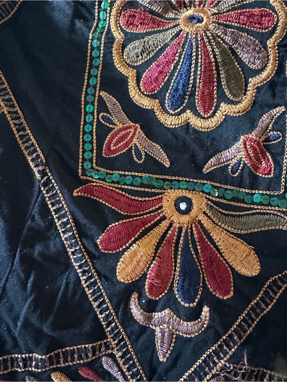 Free People Black Embroidered Halter Tank with Multicolor Floral Design, XS - Picture 3 of 6